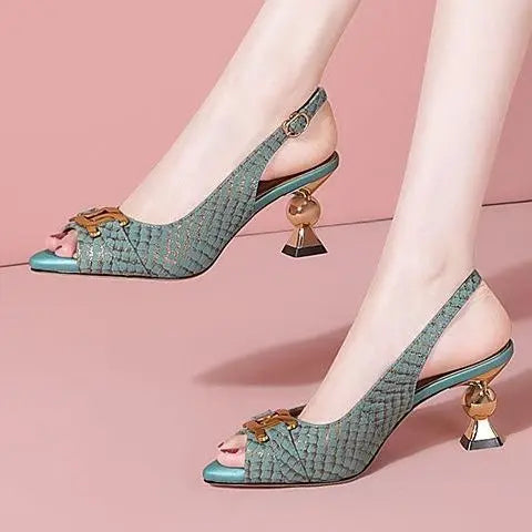 Women's Sandals High Heels Outdoor Pointed Toe Footwear Anti Slip Hot Pvc New Breathable Fashion Low Price Vintage Ladies Shoes