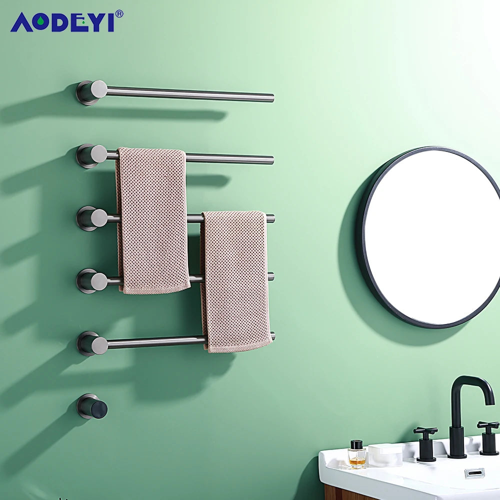 Bathroom Electric Heated Towel Rail Warmer Digital Display Temperature Time Control Smart Home Concealed Bar 304 Stainless Steel