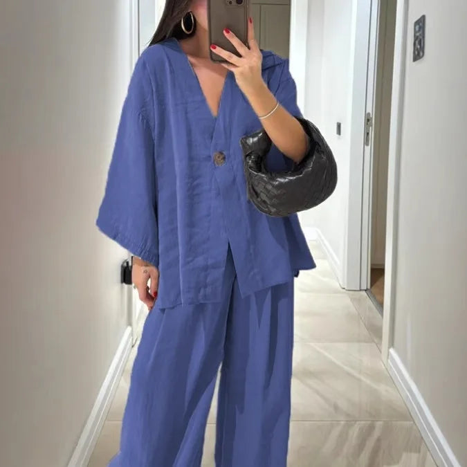 Elegant 2 Piece Set Women Outfit 2025 Summer Casual half sleeve Tops New In Matching Trousers Pants Sets Female Clothing Suit