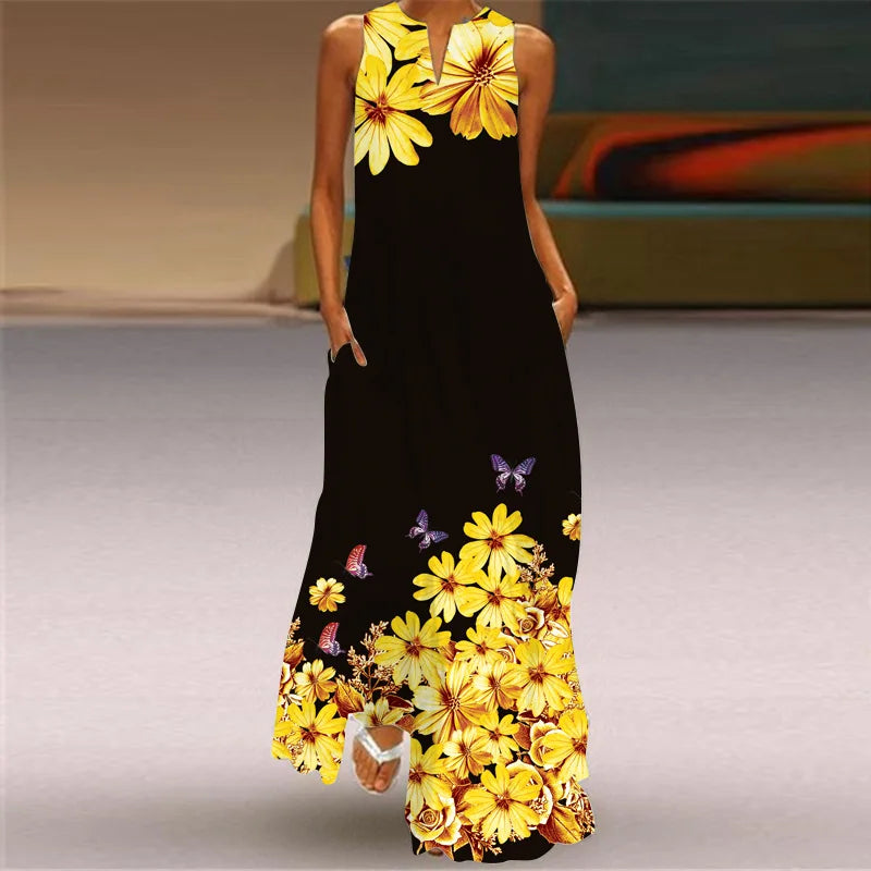 Summer Long Dress Women's Elegant Robe Party Sleeveless Casual Sundress Vintage y2k Vestidos Para Mujer S-5XL
