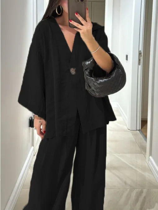 Elegant 2 Piece Set Women Outfit 2025 Summer Casual half sleeve Tops New In Matching Trousers Pants Sets Female Clothing Suit