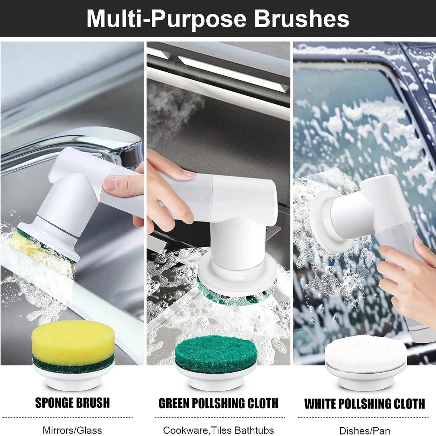 New Electric Spin Scrubber Cordless Cleaning Brush with 2 Rotating Speeds & 6 Replaceable Heads for Bathroom,Kitchen,Wall,Ove