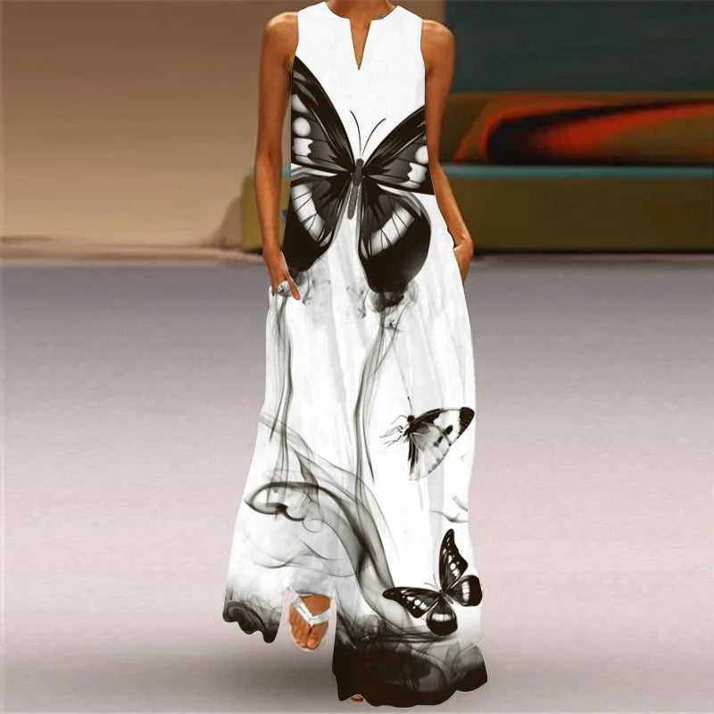 Summer Long Dress Women's Elegant Robe Party Sleeveless Casual Sundress Vintage y2k Vestidos Para Mujer S-5XL