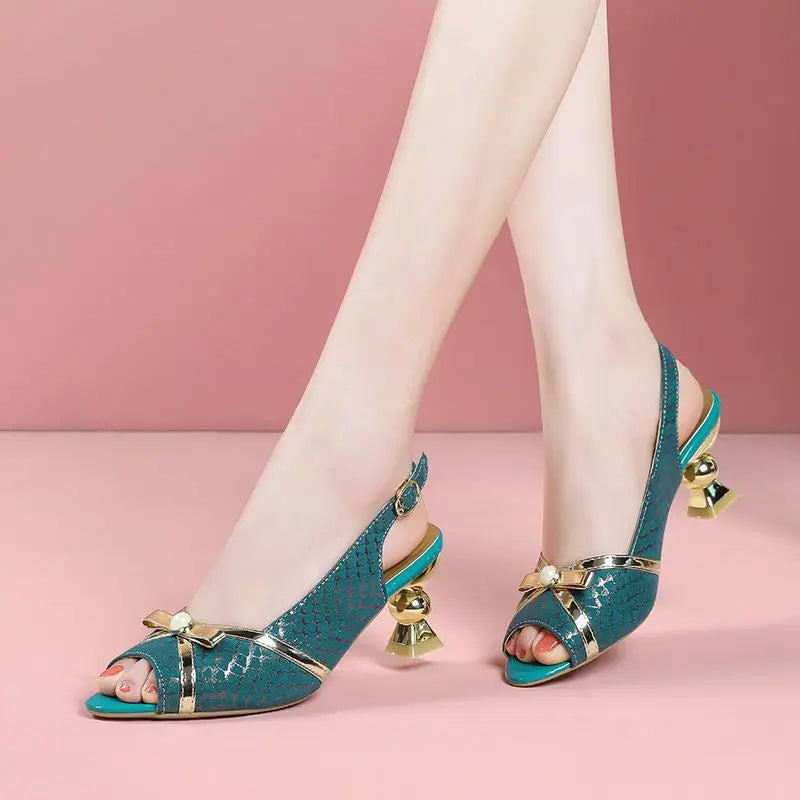 Women's Sandals High Heels Outdoor Pointed Toe Footwear Anti Slip Hot Pvc New Breathable Fashion Low Price Vintage Ladies Shoes