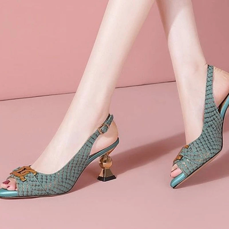 Women's Sandals High Heels Outdoor Pointed Toe Footwear Anti Slip Hot Pvc New Breathable Fashion Low Price Vintage Ladies Shoes