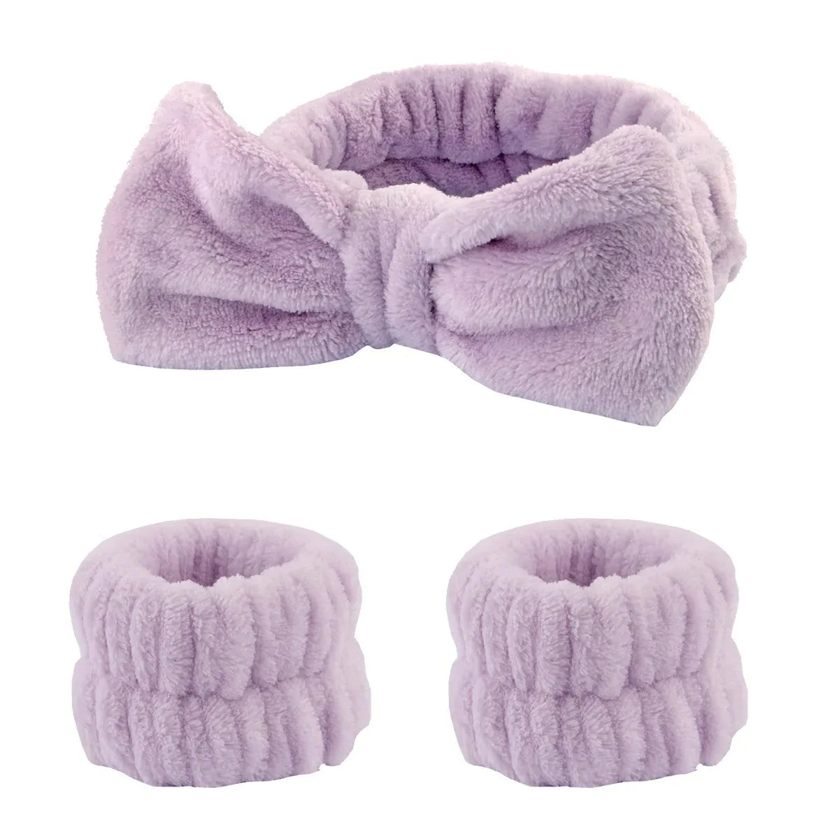 Bow Headband Wristband Set Towel Elastic Soft Washing Face Shower Make Up Yoga Sports Skincare Headband For Women Girls
