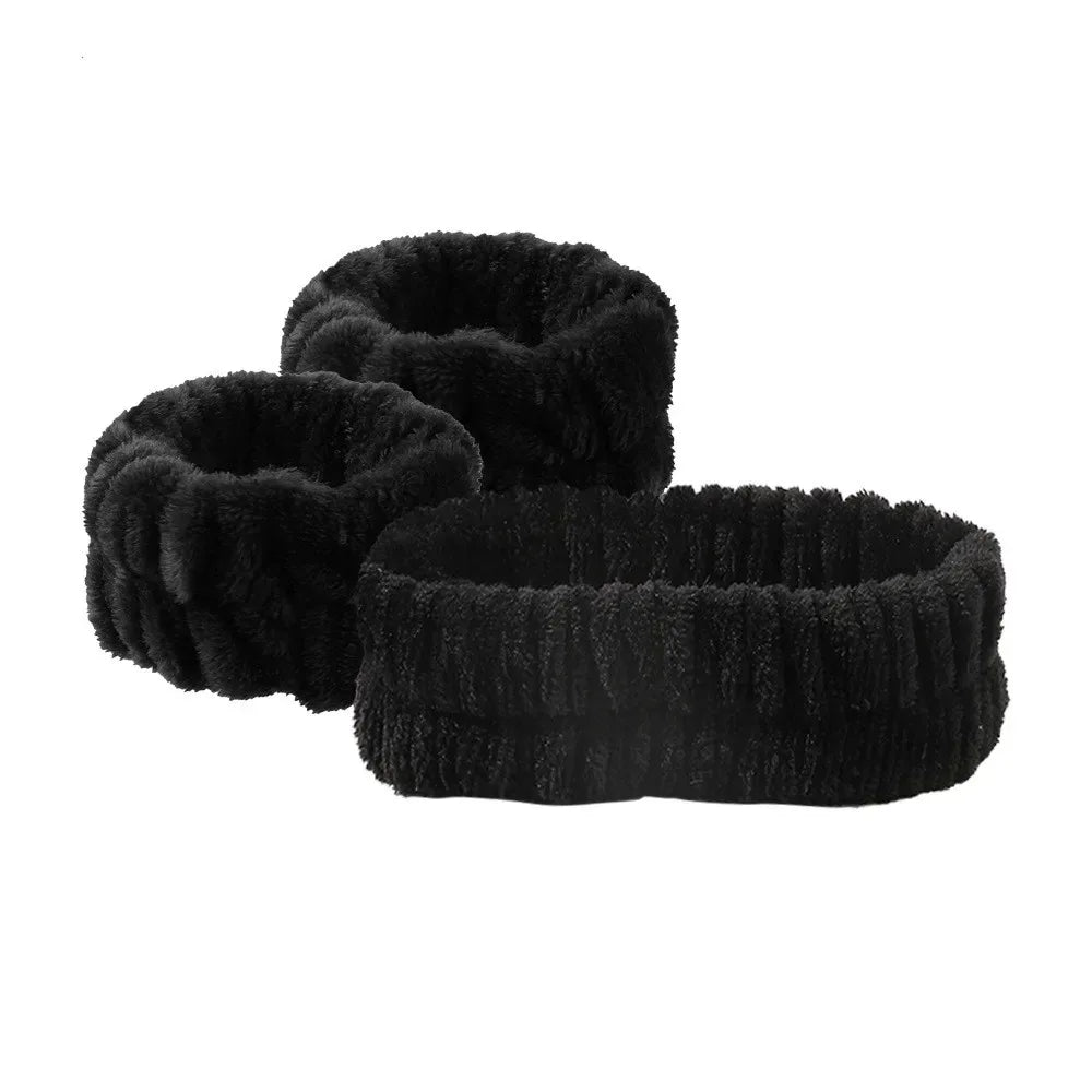Bow Headband Wristband Set Towel Elastic Soft Washing Face Shower Make Up Yoga Sports Skincare Headband For Women Girls