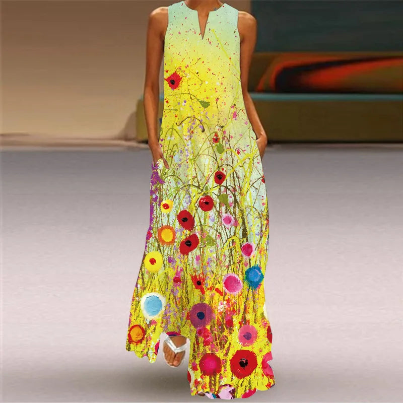 Summer Long Dress Women's Elegant Robe Party Sleeveless Casual Sundress Vintage y2k Vestidos Para Mujer S-5XL