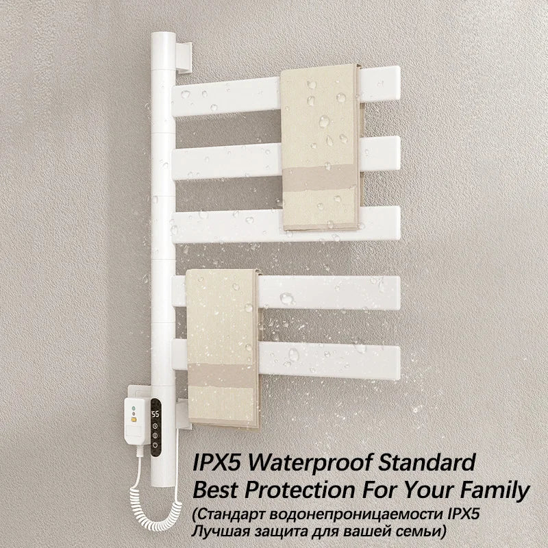 Bathroom Fast Drying Towel Radiator Smart Electric Heated Towel Rail Timing Electric Towel Rack Antibacterial Towel Warmers