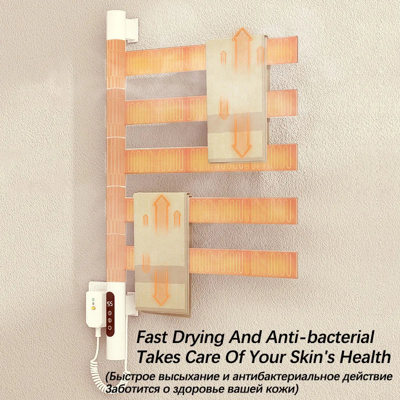 Bathroom Fast Drying Towel Radiator Smart Electric Heated Towel Rail Timing Electric Towel Rack Antibacterial Towel Warmers