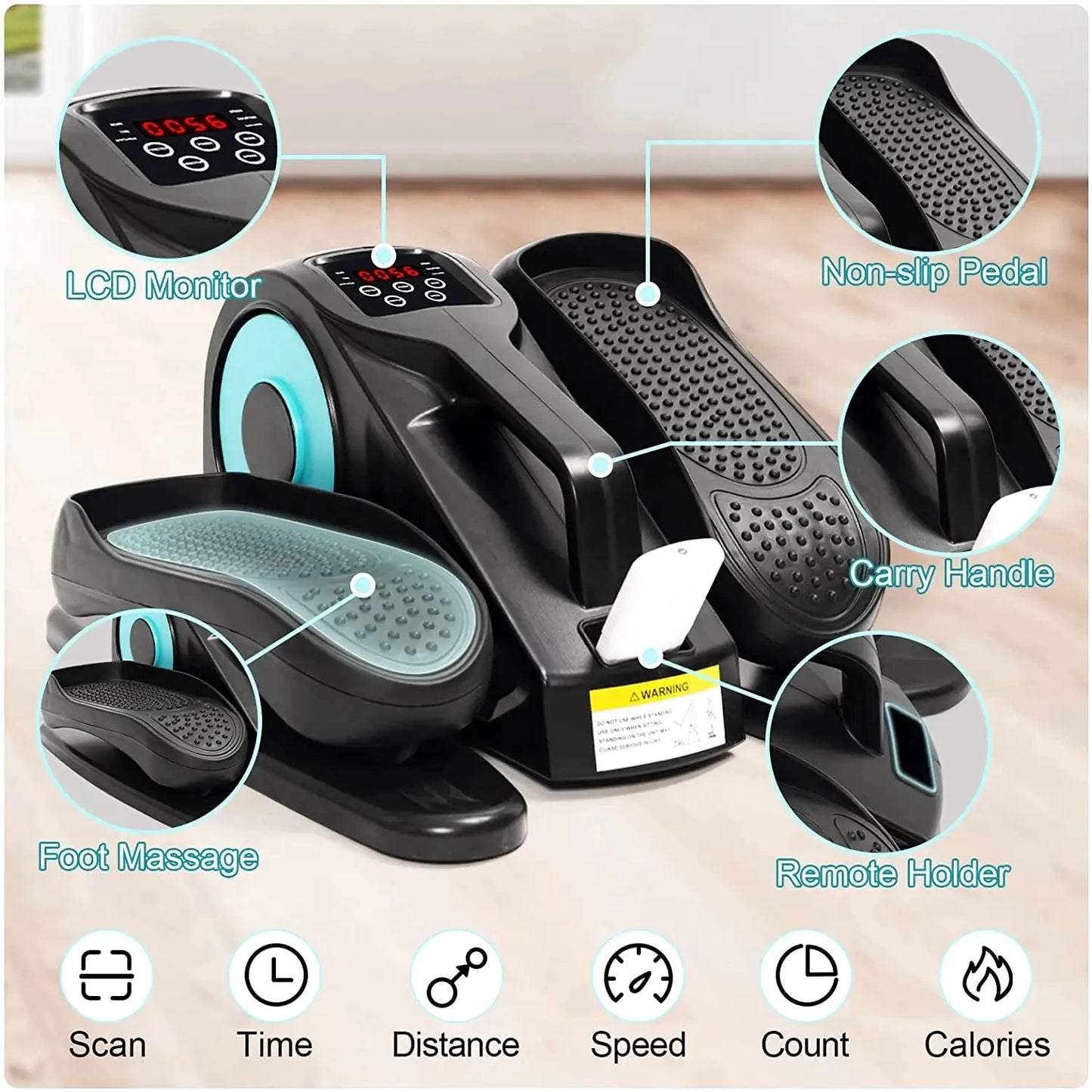 Under Desk Elliptical, Electric Seated Pedal Exerciser, Leg Exerciser with Display Monitor, Remote Control Adjustable Speeds, E