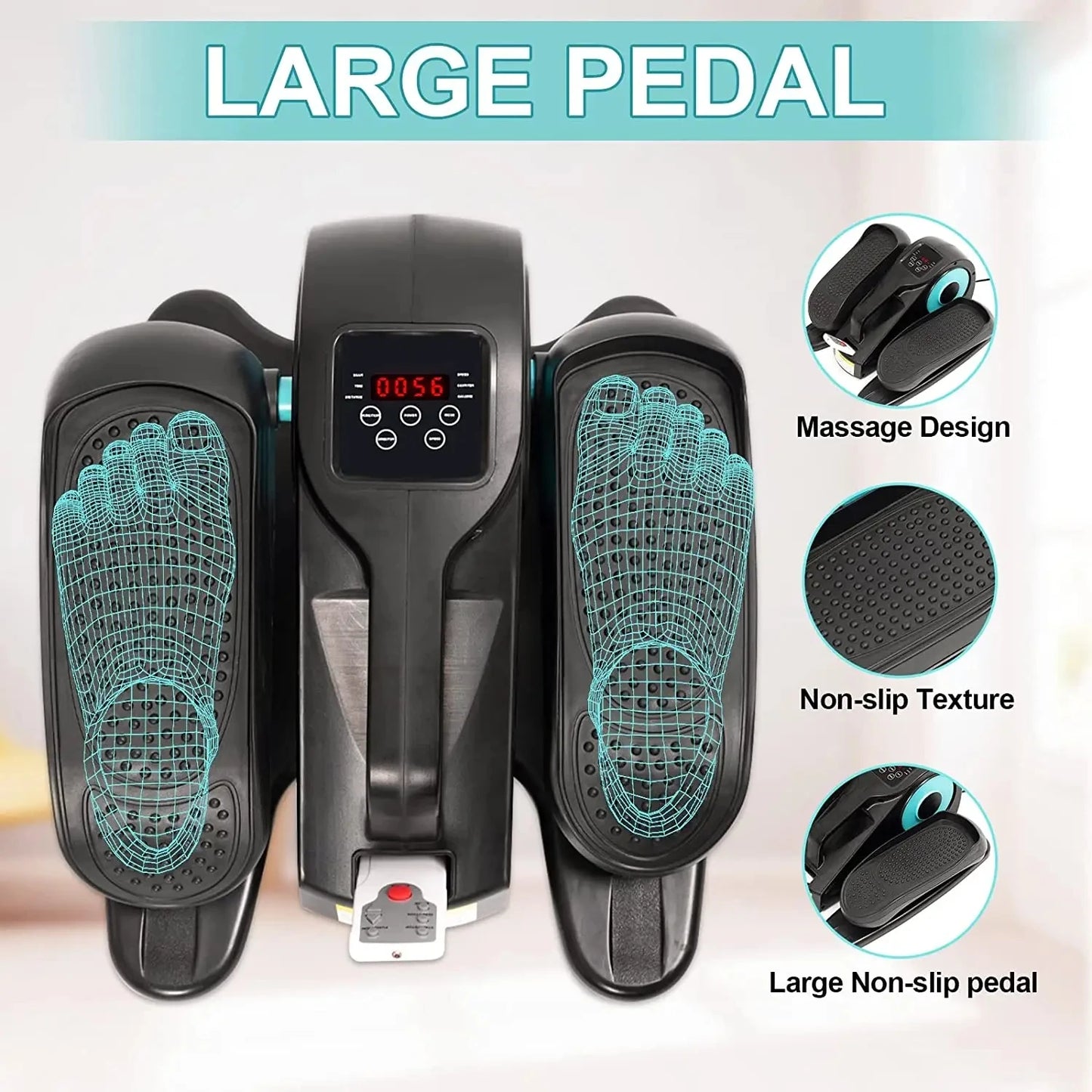 Under Desk Elliptical, Electric Seated Pedal Exerciser, Leg Exerciser with Display Monitor, Remote Control Adjustable Speeds, E