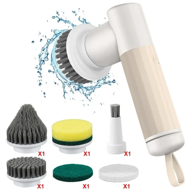 New Electric Spin Scrubber Cordless Cleaning Brush with 2 Rotating Speeds & 6 Replaceable Heads for Bathroom,Kitchen,Wall,Ove