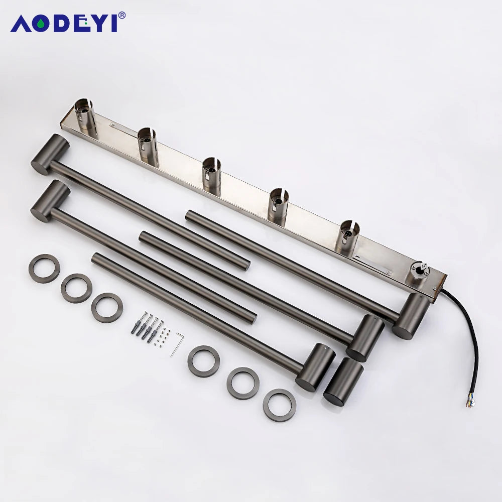 Bathroom Electric Heated Towel Rail Warmer Digital Display Temperature Time Control Smart Home Concealed Bar 304 Stainless Steel