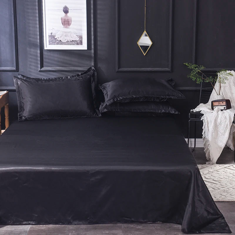 High End Satin Sheets, Soft and Comfortable Solid Color Sheets, Luxurious Single and Twin Bed Sheets Set