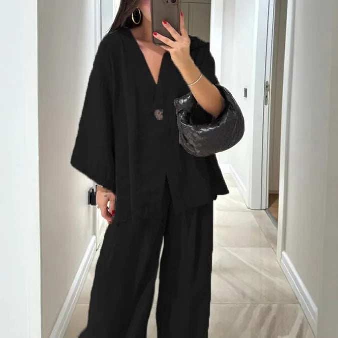 Elegant 2 Piece Set Women Outfit 2025 Summer Casual half sleeve Tops New In Matching Trousers Pants Sets Female Clothing Suit