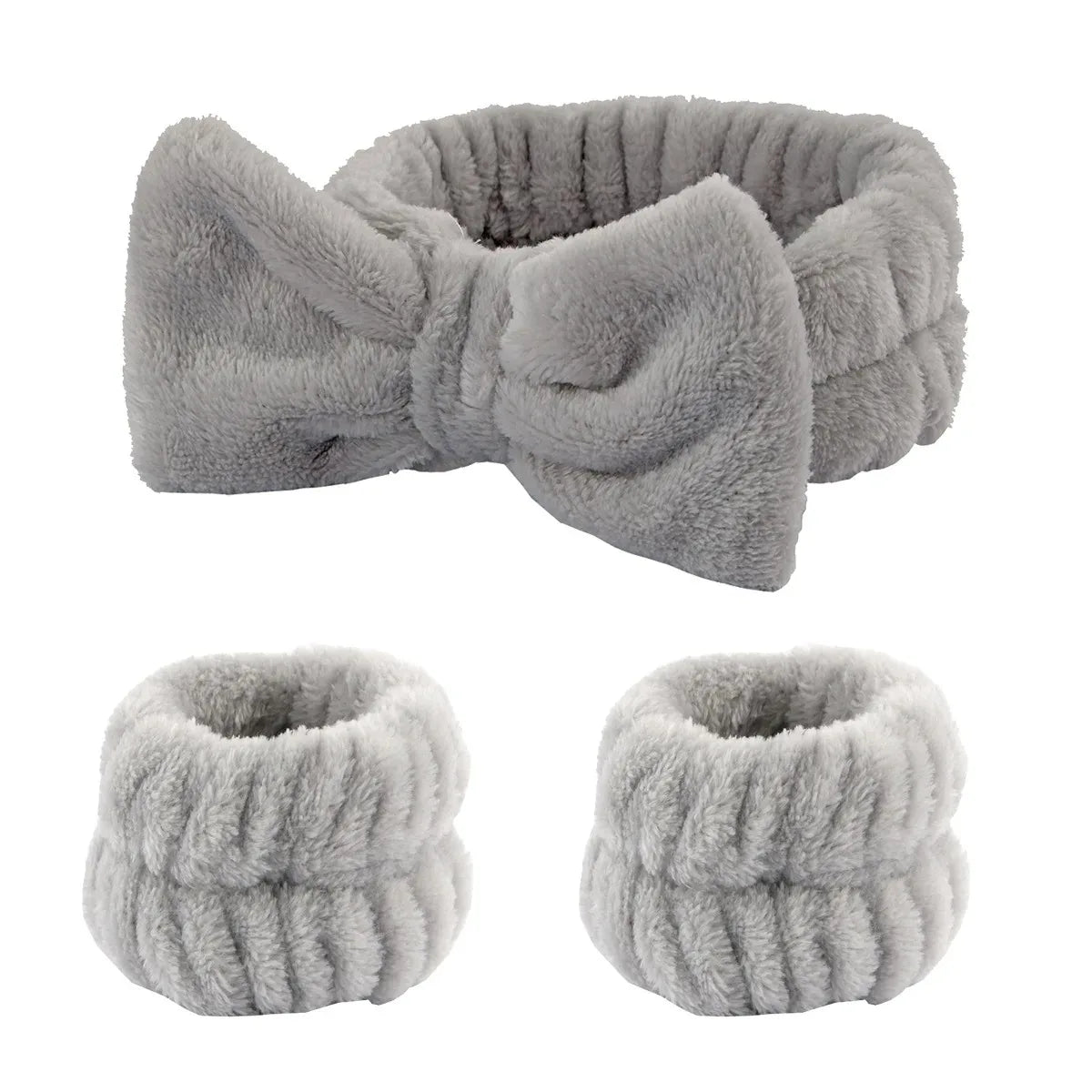Bow Headband Wristband Set Towel Elastic Soft Washing Face Shower Make Up Yoga Sports Skincare Headband For Women Girls