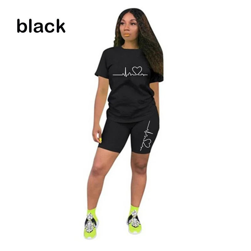 Two Piece Outfits for Women Summer Short Set 2 Piece Outfits Jogger Track Suits Sweatsuits for Women Short Sleeve