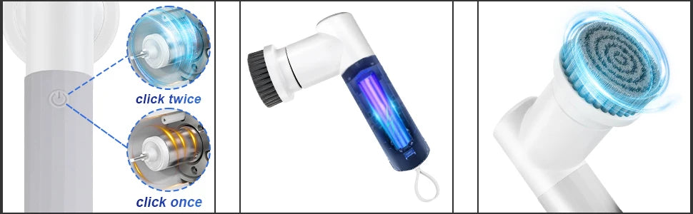 New Electric Spin Scrubber Cordless Cleaning Brush with 2 Rotating Speeds & 6 Replaceable Heads for Bathroom,Kitchen,Wall,Ove