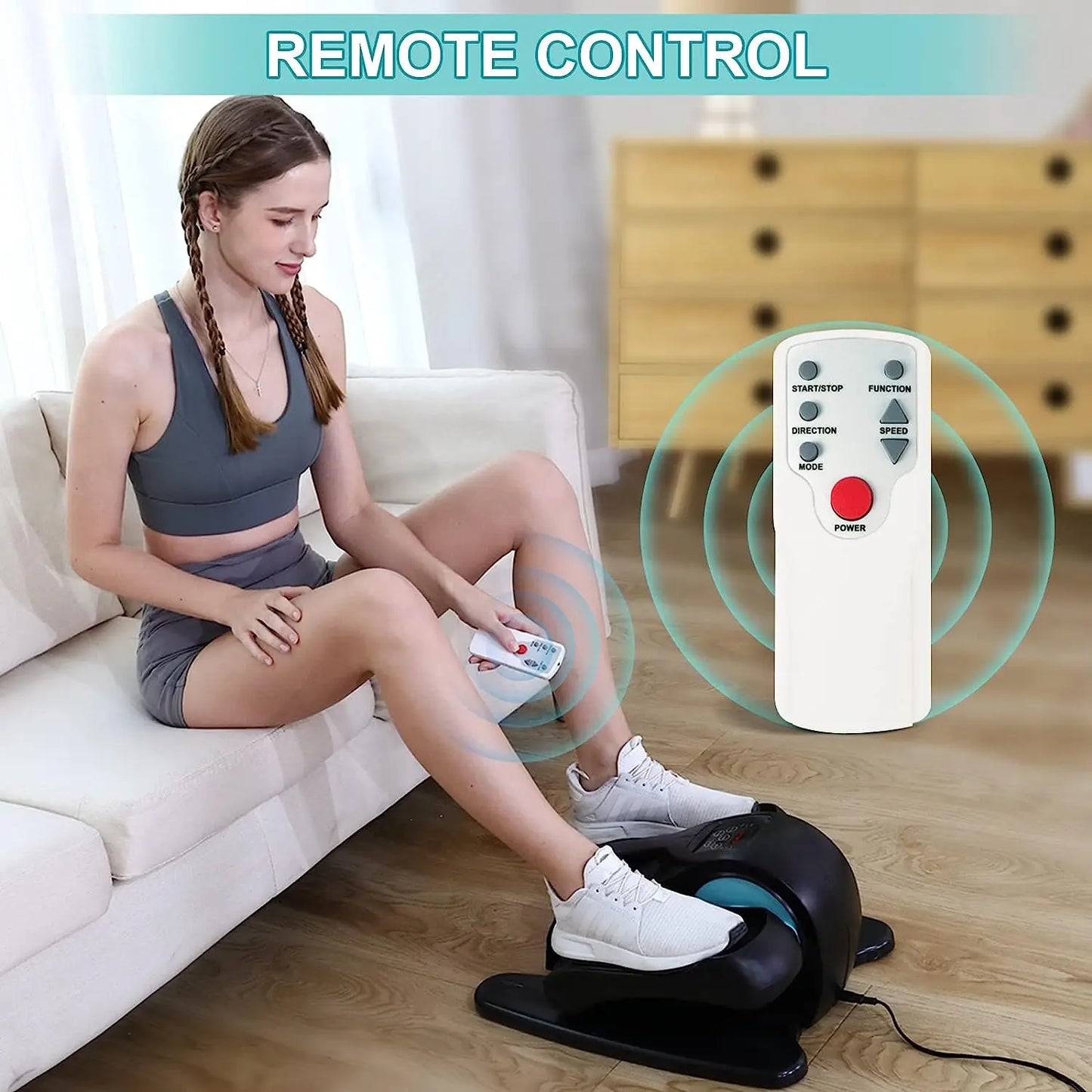 Under Desk Elliptical, Electric Seated Pedal Exerciser, Leg Exerciser with Display Monitor, Remote Control Adjustable Speeds, E