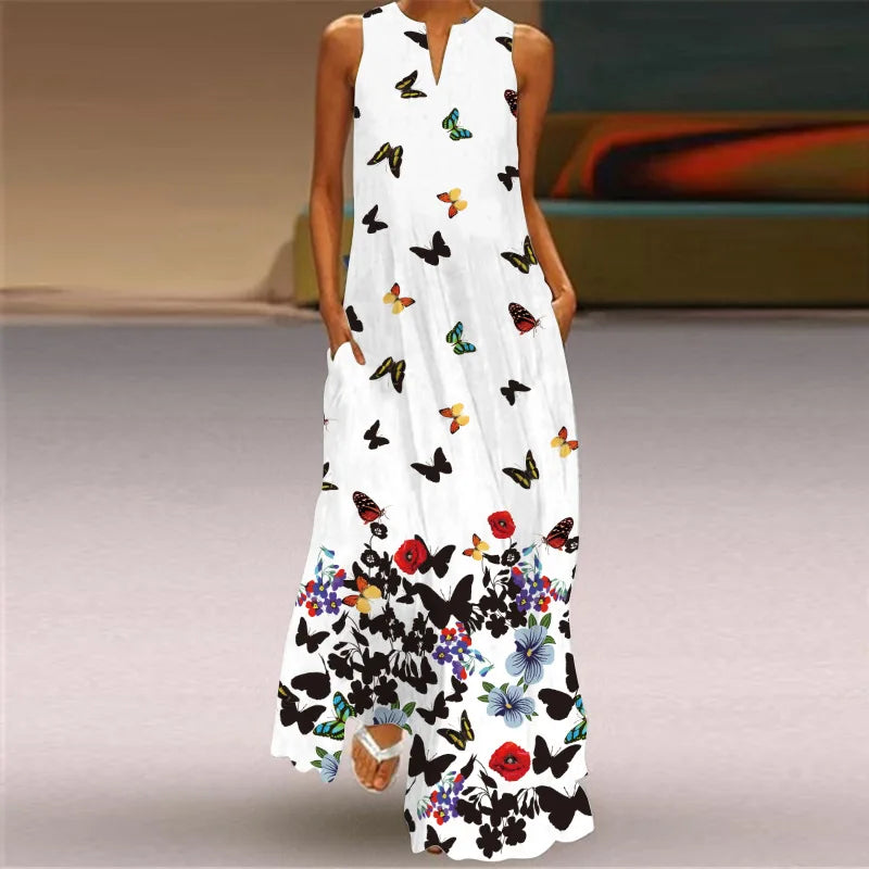 Summer Long Dress Women's Elegant Robe Party Sleeveless Casual Sundress Vintage y2k Vestidos Para Mujer S-5XL