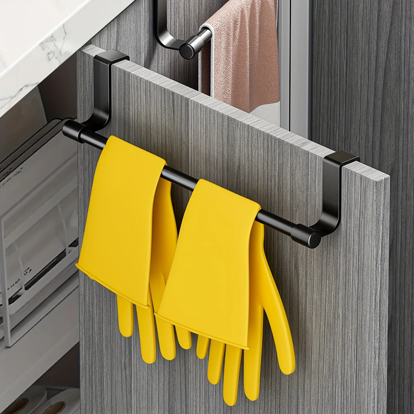 Wall Mounted Kitchen Cabinet Towel Rack - A Space Saving Cloth Rack Suitable for Homes and Bathrooms,No Drilling Required