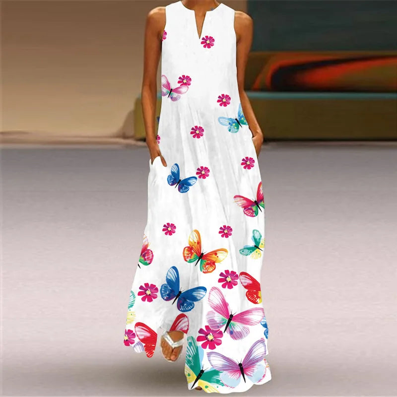 Summer Long Dress Women's Elegant Robe Party Sleeveless Casual Sundress Vintage y2k Vestidos Para Mujer S-5XL