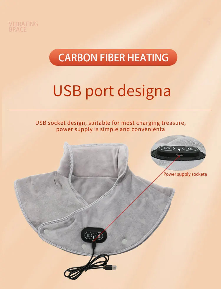 Electric Heating shoulder Neck Pad Massager USB Cervical Brace Wrap Thermal Compress Relieve Pain Fatigue Warm Back Brace Tool