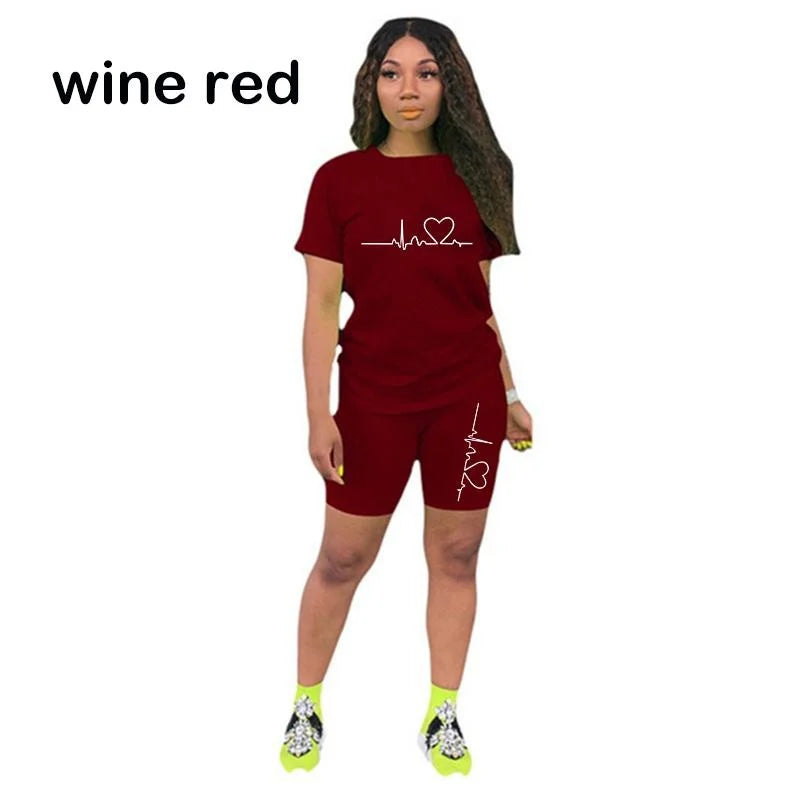 Two Piece Outfits for Women Summer Short Set 2 Piece Outfits Jogger Track Suits Sweatsuits for Women Short Sleeve