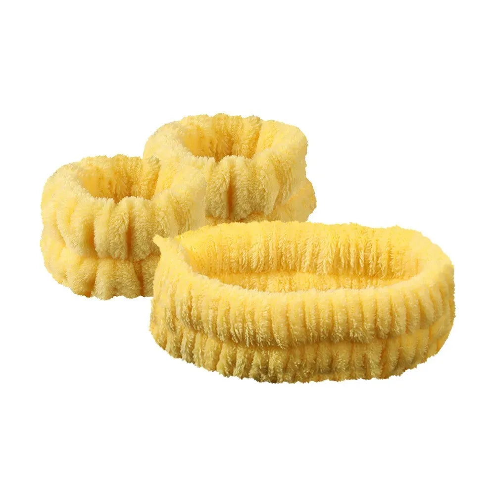 Bow Headband Wristband Set Towel Elastic Soft Washing Face Shower Make Up Yoga Sports Skincare Headband For Women Girls