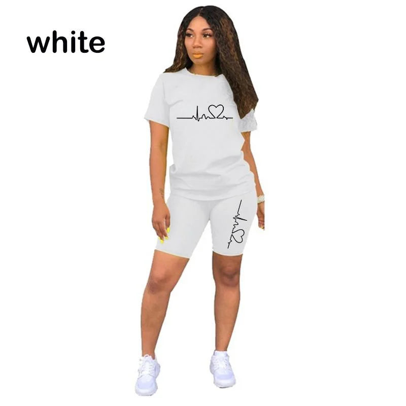 Two Piece Outfits for Women Summer Short Set 2 Piece Outfits Jogger Track Suits Sweatsuits for Women Short Sleeve