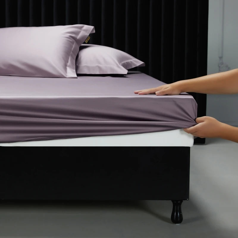1000TC Egyptian Cotton Fitted Sheet Solid Color Bed Sheet Mattress Cover Elastic Band Fitted Sheet 160x200 180X200 Fit Sheet 1Pc