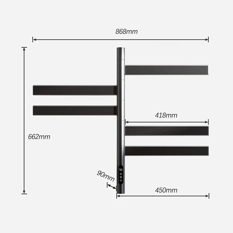 Bathroom Fast Drying Towel Radiator Smart Electric Heated Towel Rail Timing Electric Towel Rack Antibacterial Towel Warmers