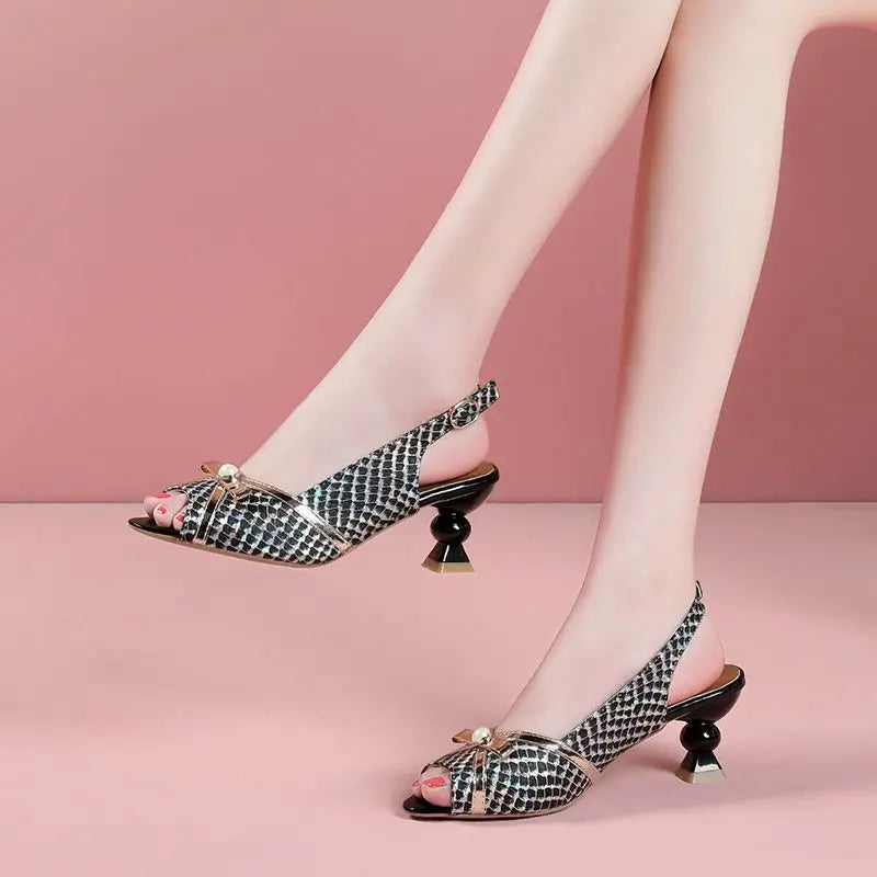 Women's Sandals High Heels Outdoor Pointed Toe Footwear Anti Slip Hot Pvc New Breathable Fashion Low Price Vintage Ladies Shoes