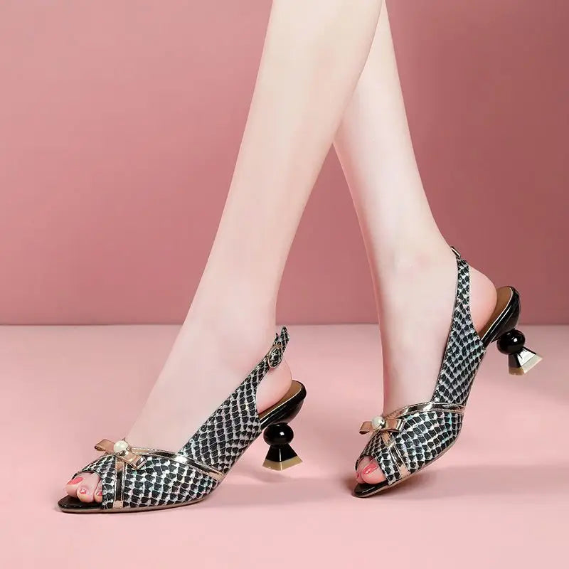 Women's Sandals High Heels Outdoor Pointed Toe Footwear Anti Slip Hot Pvc New Breathable Fashion Low Price Vintage Ladies Shoes