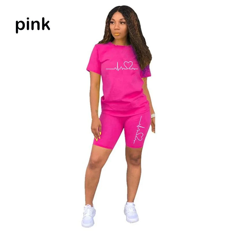 Two Piece Outfits for Women Summer Short Set 2 Piece Outfits Jogger Track Suits Sweatsuits for Women Short Sleeve