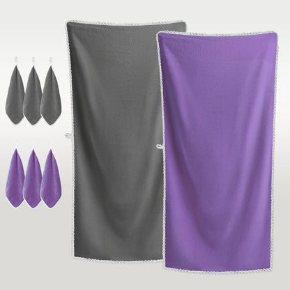 [Bath Towel Set] 8pcs Bath Towel Set - 2pcsExtra Large Bath Towel & 6pcs Bath Towel Bath Towel Hair Drying Turban Super Soft
