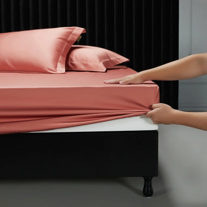 1000TC Egyptian Cotton Fitted Sheet Solid Color Bed Sheet Mattress Cover Elastic Band Fitted Sheet 160x200 180X200 Fit Sheet 1Pc