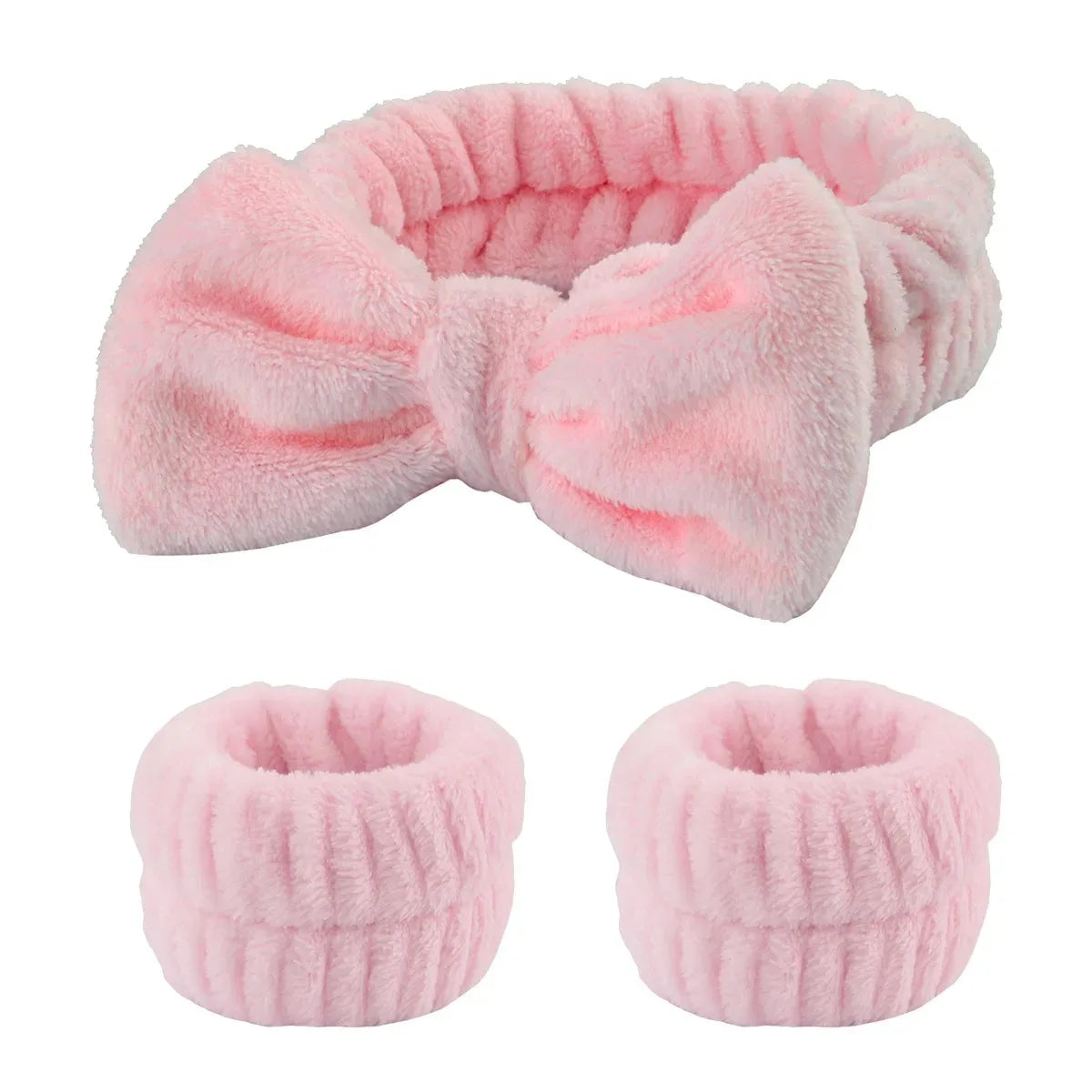Bow Headband Wristband Set Towel Elastic Soft Washing Face Shower Make Up Yoga Sports Skincare Headband For Women Girls