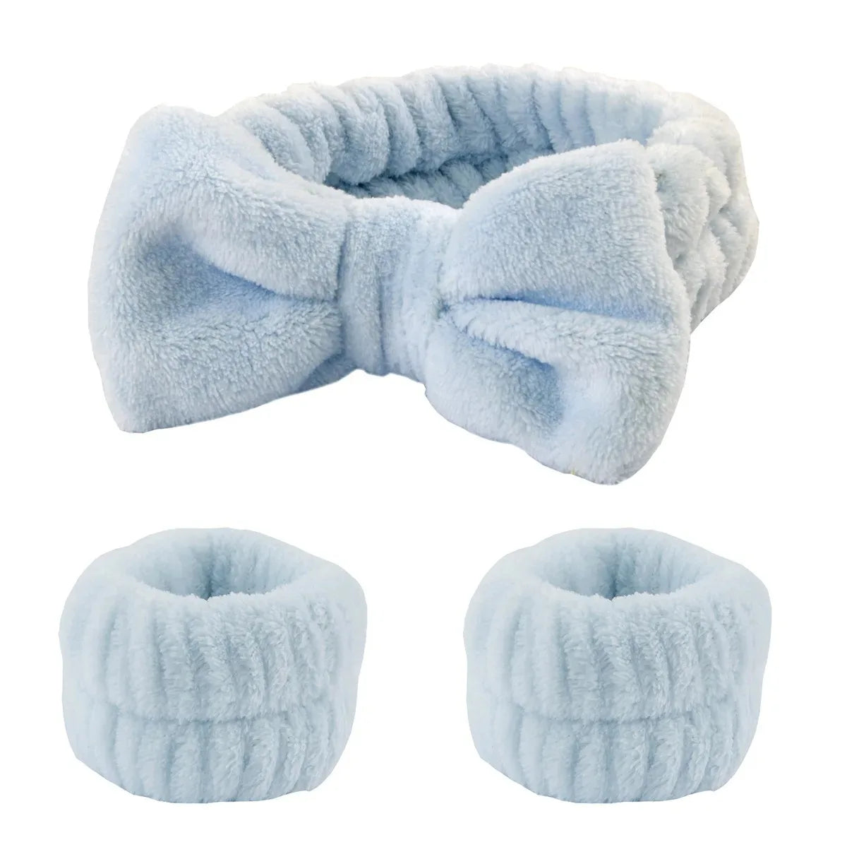Bow Headband Wristband Set Towel Elastic Soft Washing Face Shower Make Up Yoga Sports Skincare Headband For Women Girls