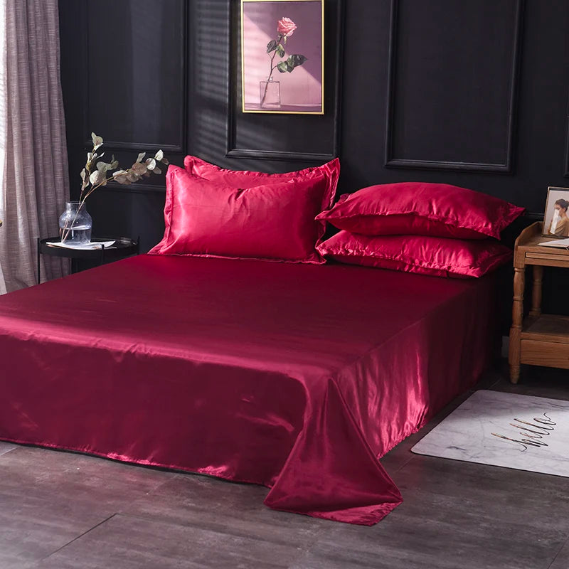 High End Satin Sheets, Soft and Comfortable Solid Color Sheets, Luxurious Single and Twin Bed Sheets Set