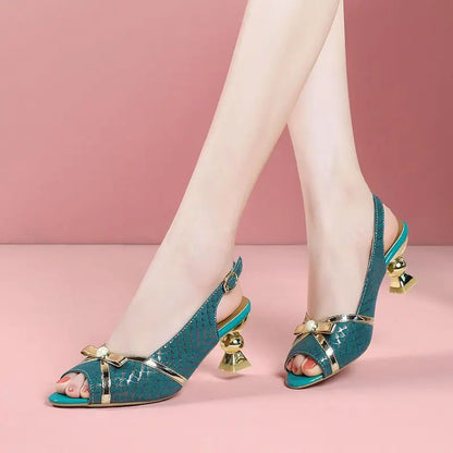 Women's Sandals High Heels Outdoor Pointed Toe Footwear Anti Slip Hot Pvc New Breathable Fashion Low Price Vintage Ladies Shoes