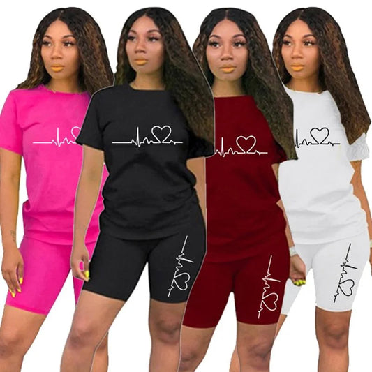Two Piece Outfits for Women Summer Short Set 2 Piece Outfits Jogger Track Suits Sweatsuits for Women Short Sleeve