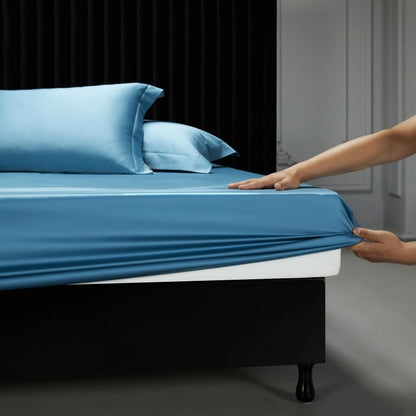 1000TC Egyptian Cotton Fitted Sheet Solid Color Bed Sheet Mattress Cover Elastic Band Fitted Sheet 160x200 180X200 Fit Sheet 1Pc