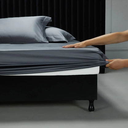 1000TC Egyptian Cotton Fitted Sheet Solid Color Bed Sheet Mattress Cover Elastic Band Fitted Sheet 160x200 180X200 Fit Sheet 1Pc
