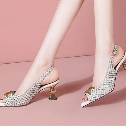 Women's Sandals High Heels Outdoor Pointed Toe Footwear Anti Slip Hot Pvc New Breathable Fashion Low Price Vintage Ladies Shoes