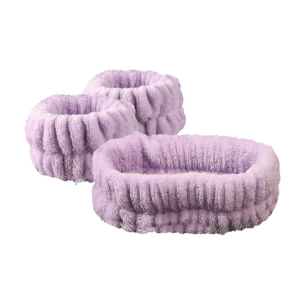 Bow Headband Wristband Set Towel Elastic Soft Washing Face Shower Make Up Yoga Sports Skincare Headband For Women Girls