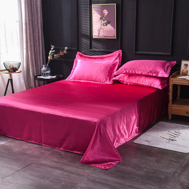High End Satin Sheets, Soft and Comfortable Solid Color Sheets, Luxurious Single and Twin Bed Sheets Set