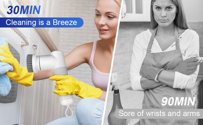 New Electric Spin Scrubber Cordless Cleaning Brush with 2 Rotating Speeds & 6 Replaceable Heads for Bathroom,Kitchen,Wall,Ove