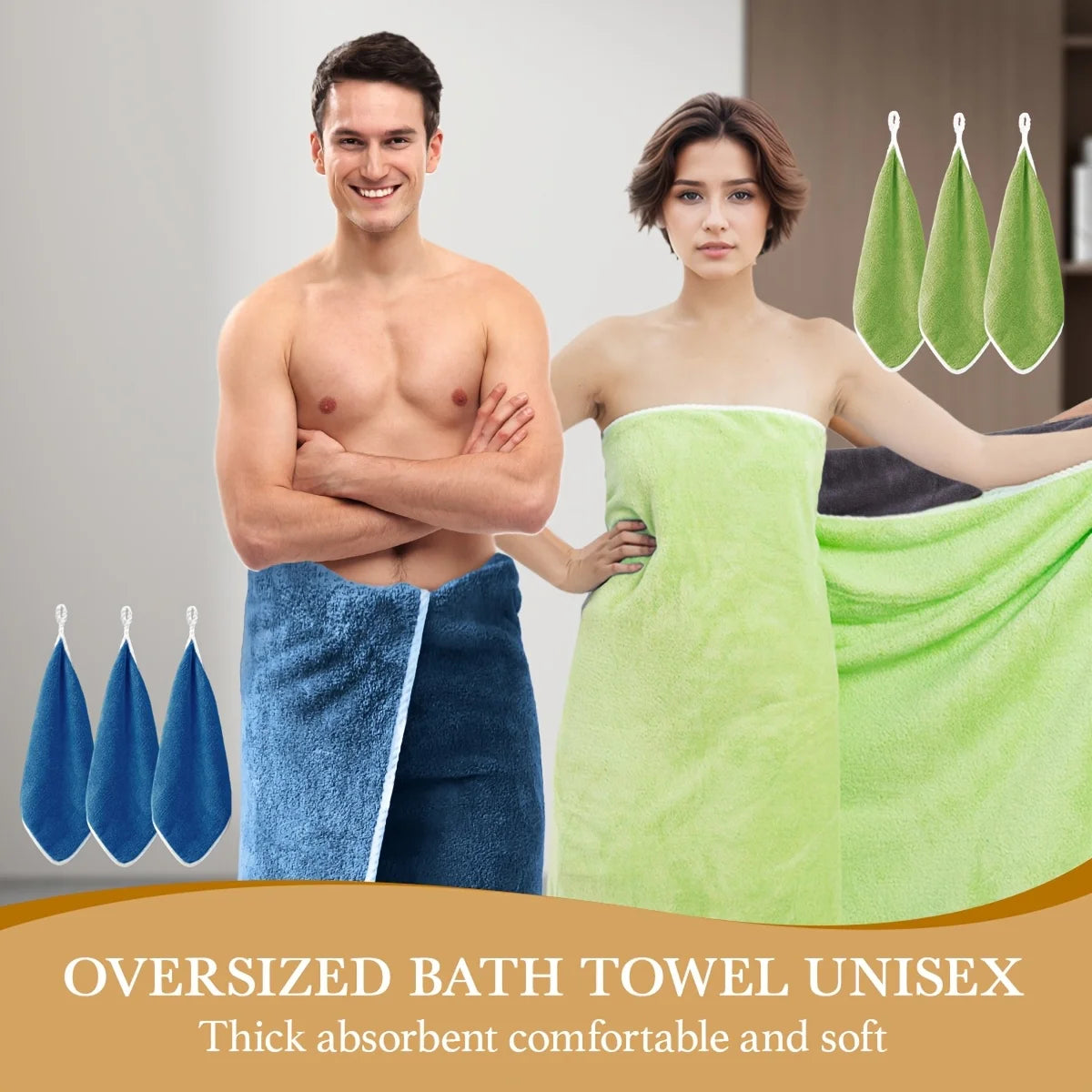 [Bath Towel Set] 8pcs Bath Towel Set - 2pcsExtra Large Bath Towel & 6pcs Bath Towel Bath Towel Hair Drying Turban Super Soft